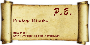 Prokop Bianka névjegykártya
